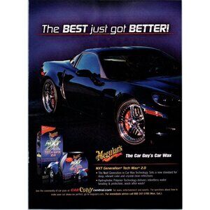 2008 Meguiar's NXT Tech Wax Vintage Print Ad Chevy Corvette Man Cave Wall Art